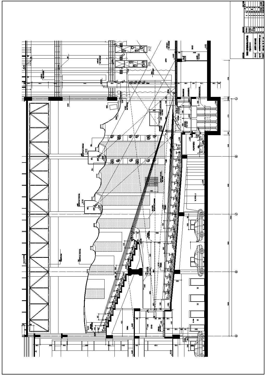 [浙江]现代风格简洁造型大剧院建筑设计方案厅堂CAD完整大样详图池座楼座平面与剖面