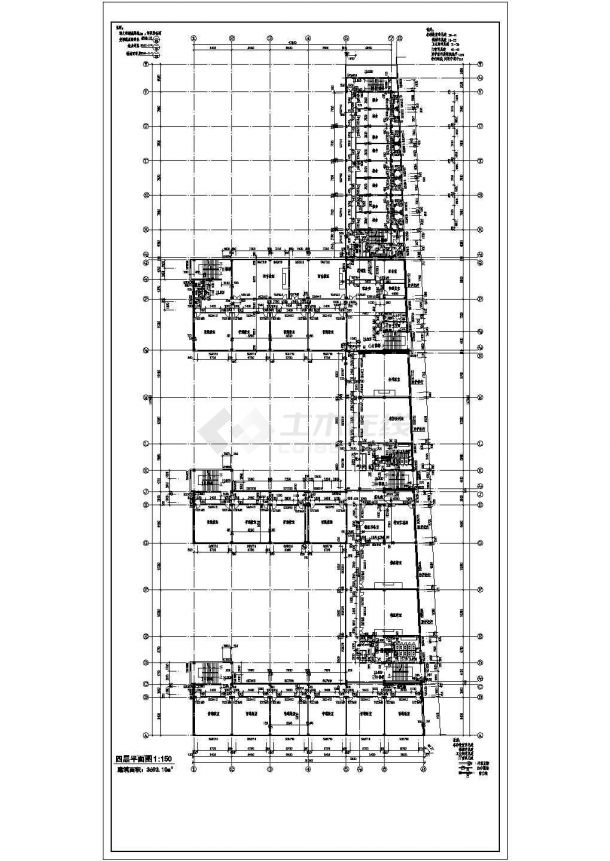 [建施]某中学建筑施工图三五层CAD完整设计平面图-图一