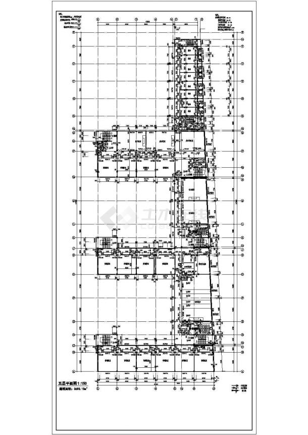 [建施]某中学建筑施工图三五层CAD完整设计平面图-图二