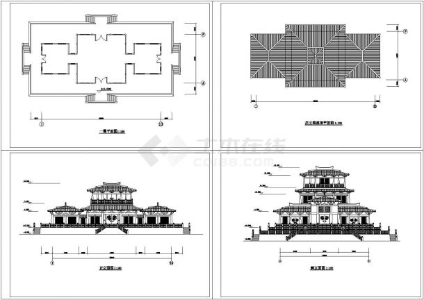 汉代庄王阁设计cad建筑方案图（甲级院设计）-图一