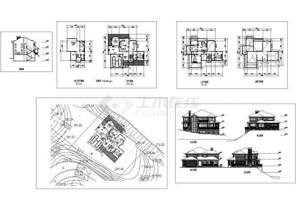 某乡村2层半别墅设计cad全套建筑施工图纸（含高清效果图）-图一