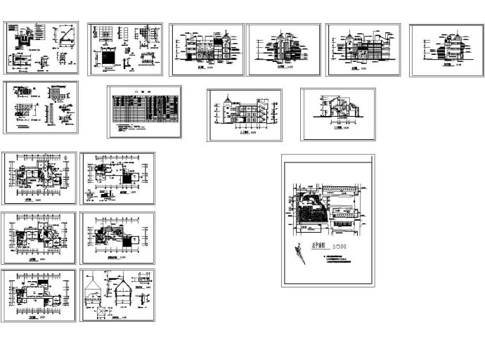 某高档私人会所建筑设计施工CAD全套图纸_图1