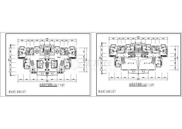 某地区复合室住宅楼建筑方案设计完整施工CAD图纸-图一