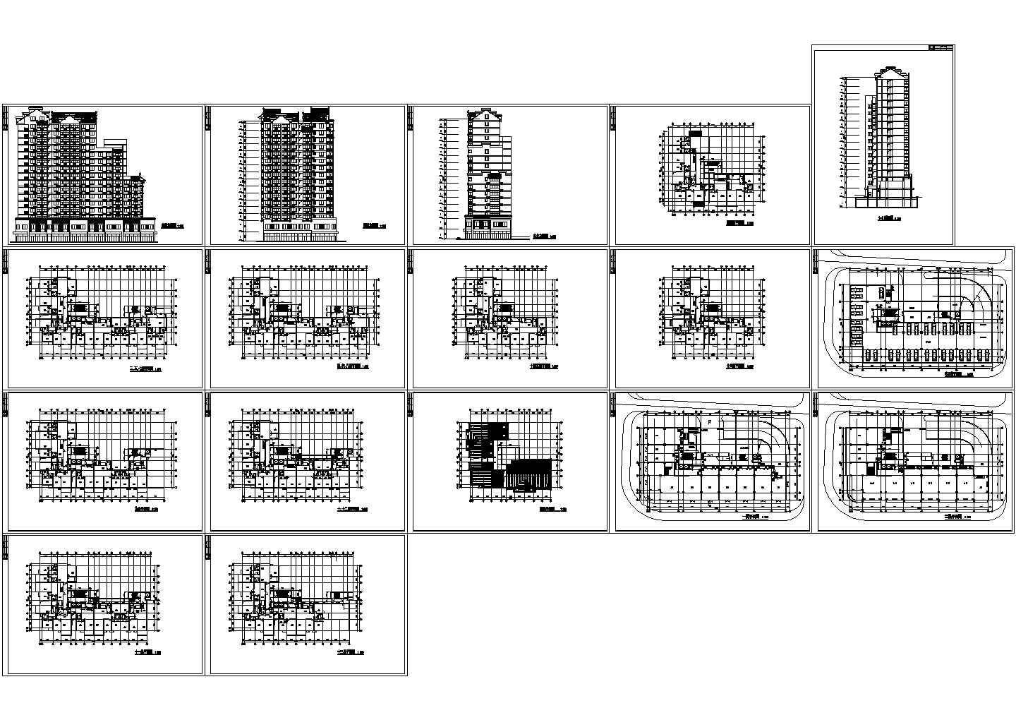 某地区高层商业公寓建筑方案初步设计完整施工CAD图纸