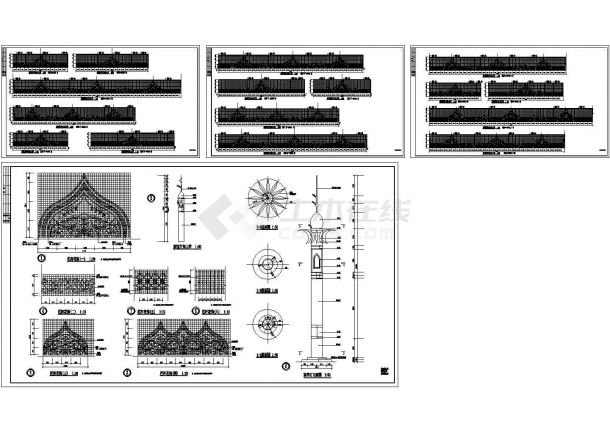 经典城市道路人行天桥栏杆建筑设计cad大样施工图（标注详细）-图一