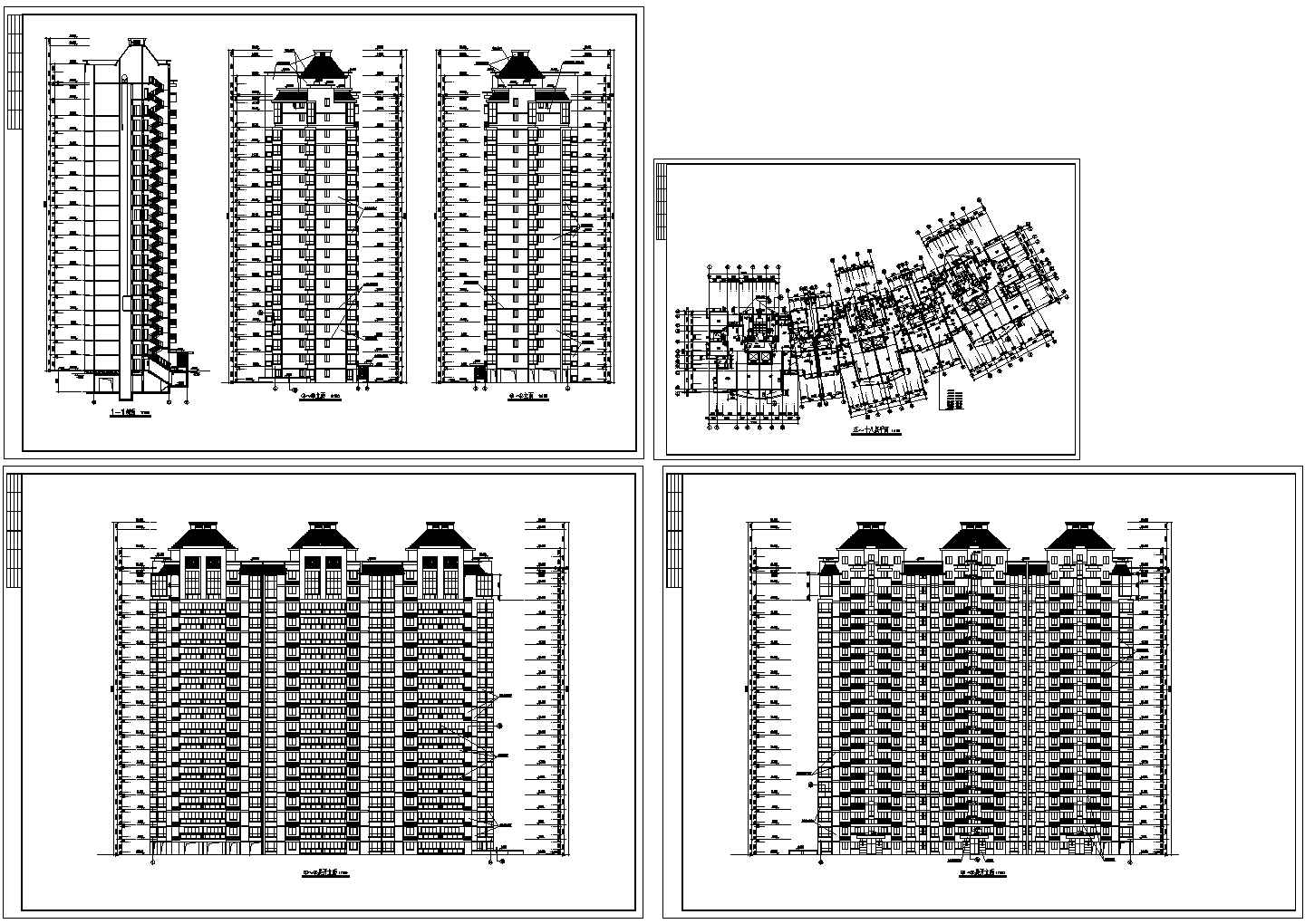 某地区高层综合商业住宅建筑设计施工方案完整规划CAD图纸