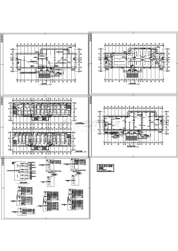 三层食堂电气施工cad图(含电照平面图，共五张)-图一