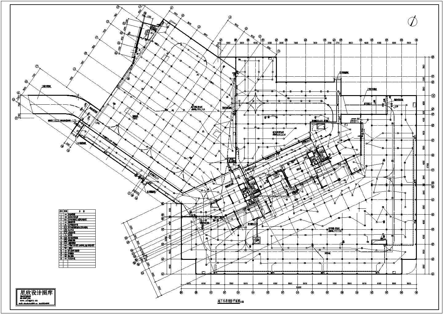 某地下汽车库消防系统平面布置设计方案CAD图纸