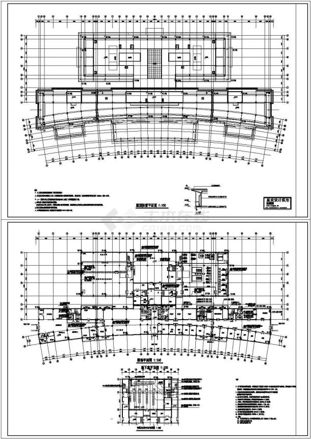 某建筑防雷平面和接地系统平面布置完整设计方案CAD图纸-图一