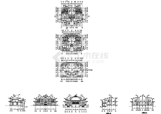 某二层砖混结构森林住宅区别墅设计cad全套建筑施工图（标注详细）-图一