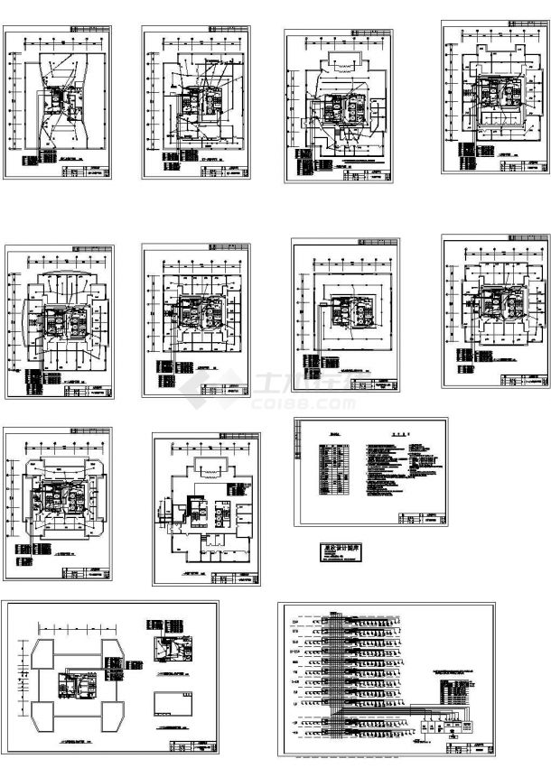某高层大厦大楼建筑内部消防系统方案设计施工CAD图纸-图一