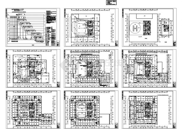 某大医院建筑内部消防系统方案设计施工CAD图纸-图一
