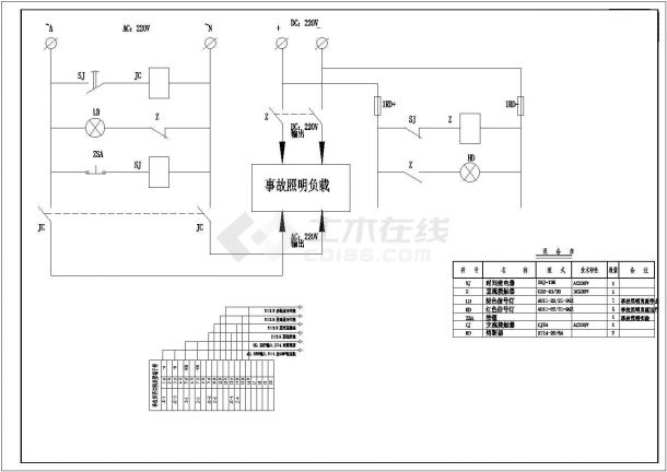 某建筑事故照明切换装置原理系统接线方案设计施工CAD图纸-图一