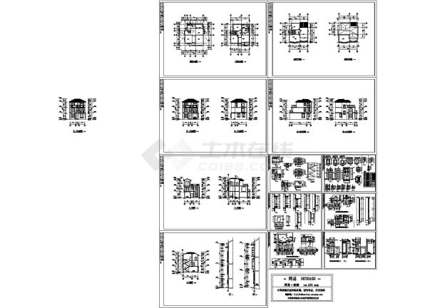 福建3层别墅住宅楼建筑设计施工cad图纸，共十三张-图一