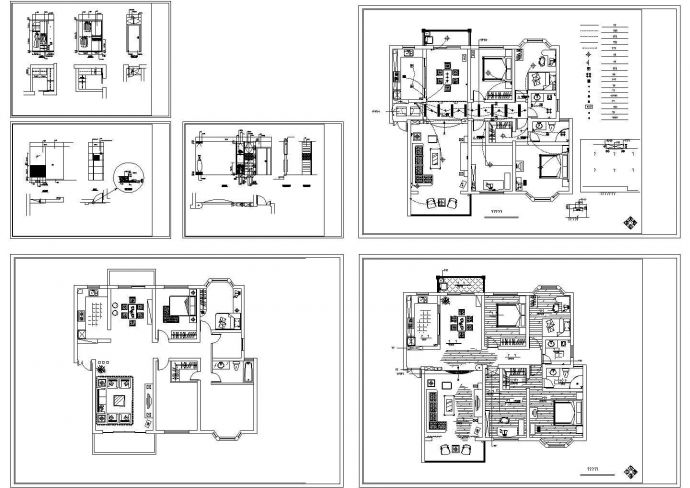 四室住宅室内装修设计cad施工图_图1