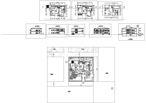 某二层框架结构豪华型新农村住宅别墅设计cad全套建筑施工图纸（含效果图）-图一