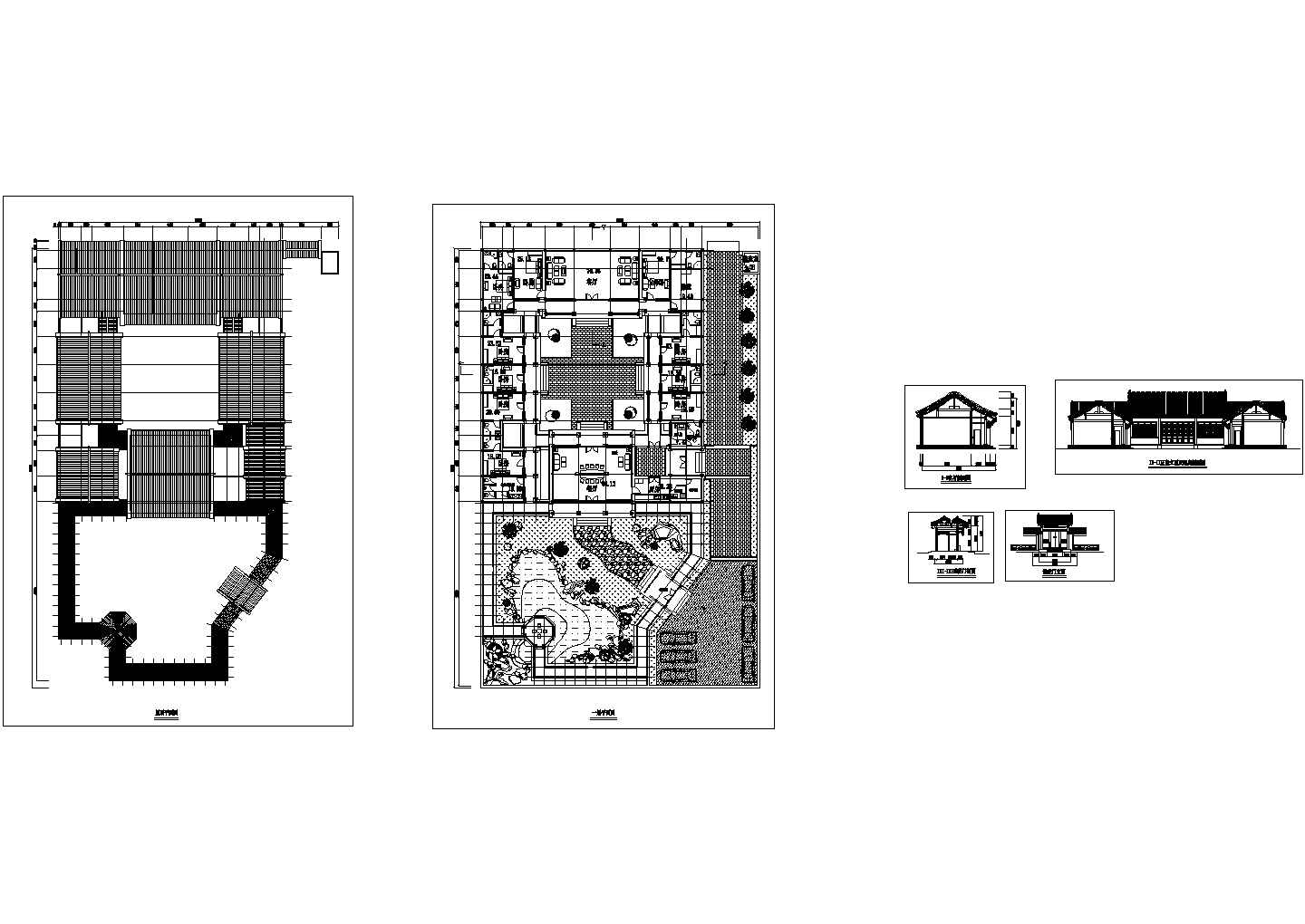 某一层新古典风格四合院房屋设计cad建筑方案图（含高清效果图）