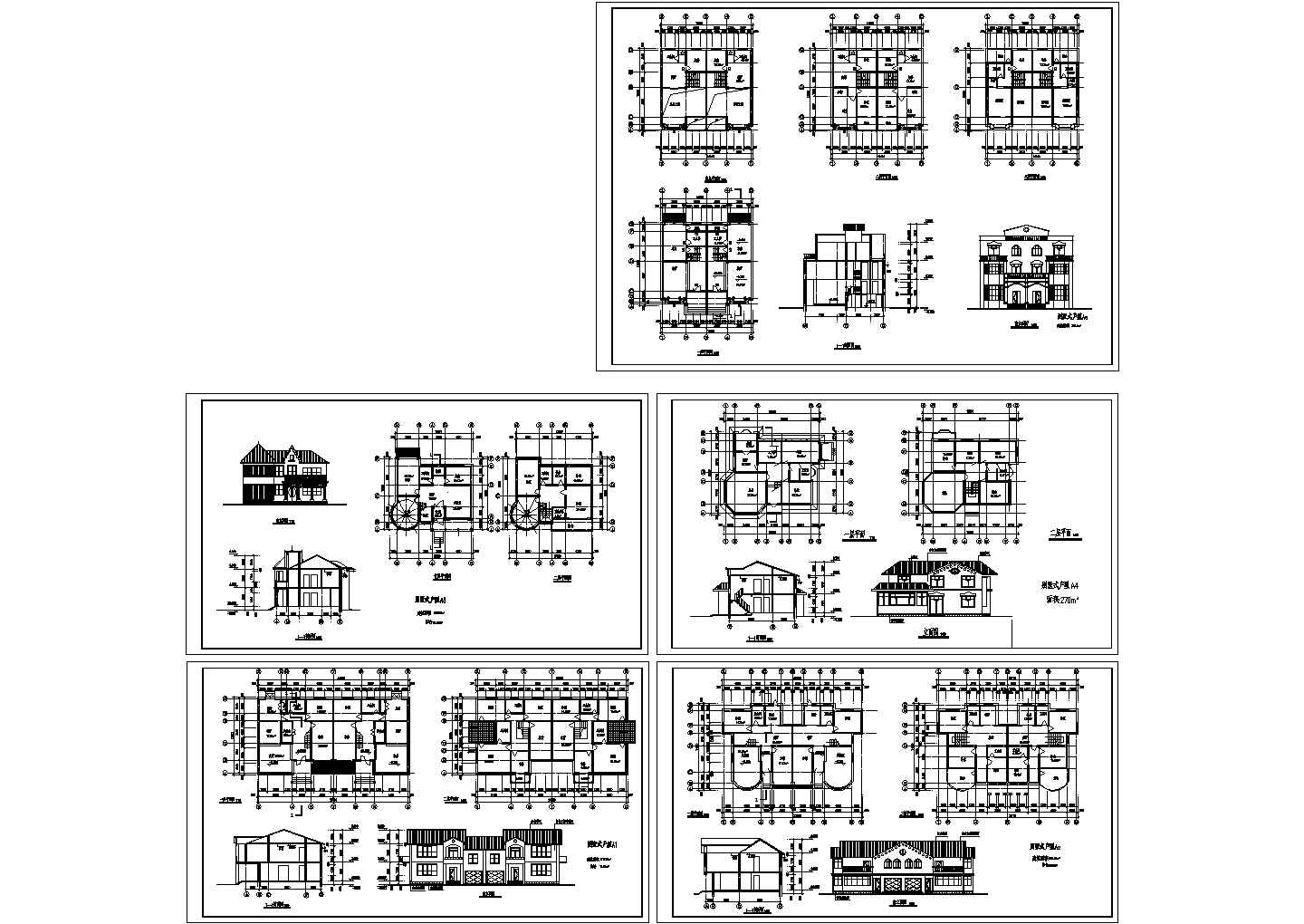 江南地区某别墅建筑设计CAD全套图纸