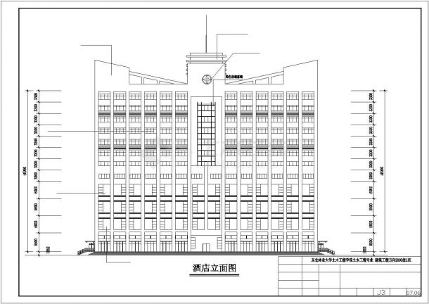 沈阳市某临街12层框架结构商务酒店建筑结构设计CAD图纸-图二