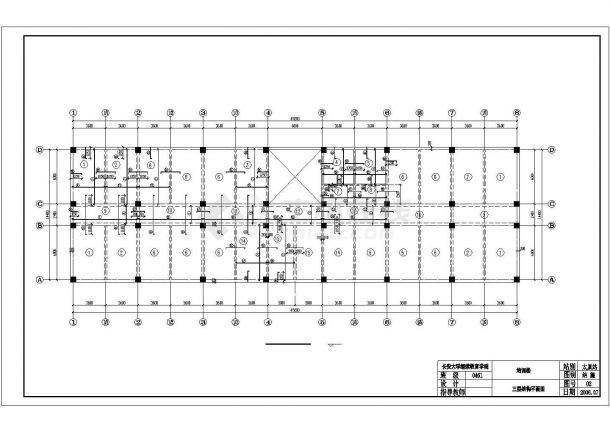 太原市某高校6层钢筋硂框架结构培训楼结构设计CAD图纸-图一