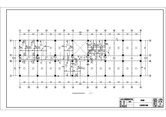 太原市某高校6层钢筋硂框架结构培训楼结构设计CAD图纸_图1
