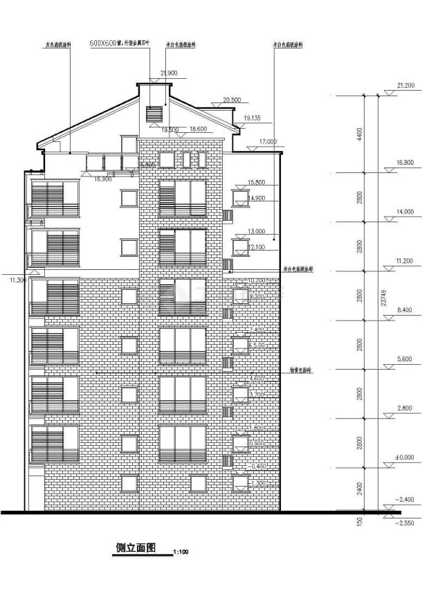 天津某小区6层框架结构住宅楼建筑设计CAD图纸（含夹层和半地下室）-图一
