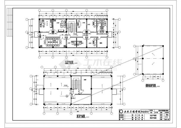 杭州市某公司1200平米5层框架结构办公楼全套建筑设计CAD图纸-图二