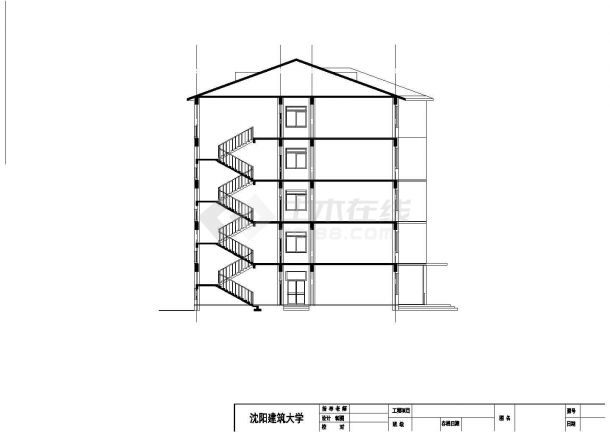 沈阳市某中学5500平米5层钢混框架结构教学楼建筑结构设计CAD图纸-图一