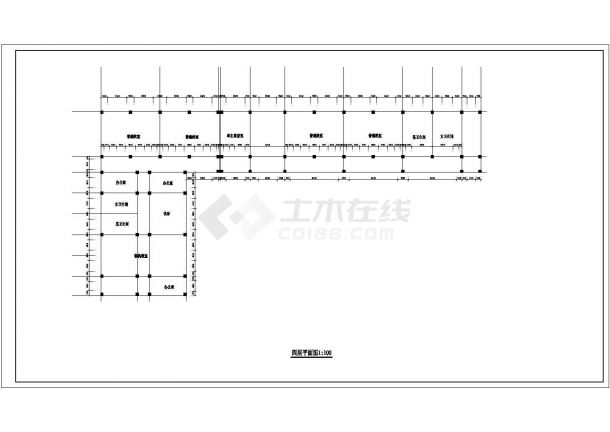 台州市某中学4200平米5层框架结构教学楼建筑结构设计CAD图纸-图二