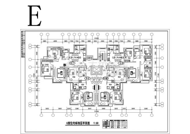 391平方米小高层带电梯一梯四户住宅户型设计cad图（含效果图）-图二