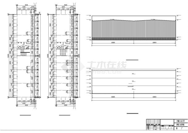 六安市某钢铁厂单层轻钢结构加工厂房建筑结构设计CAD图纸-图一