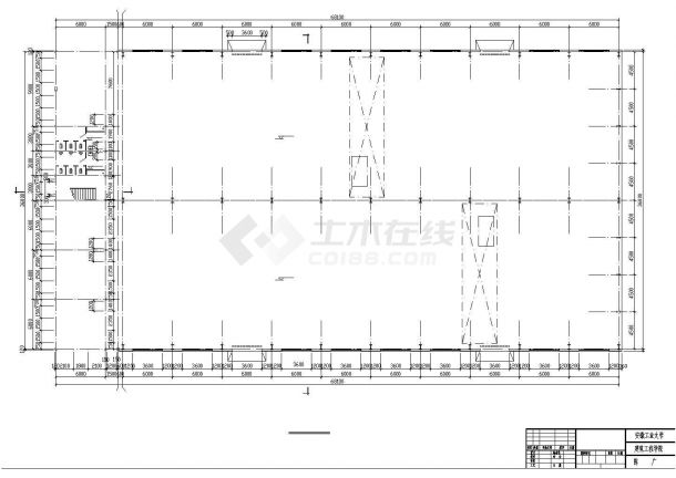 六安市某钢铁厂单层轻钢结构加工厂房建筑结构设计CAD图纸-图二
