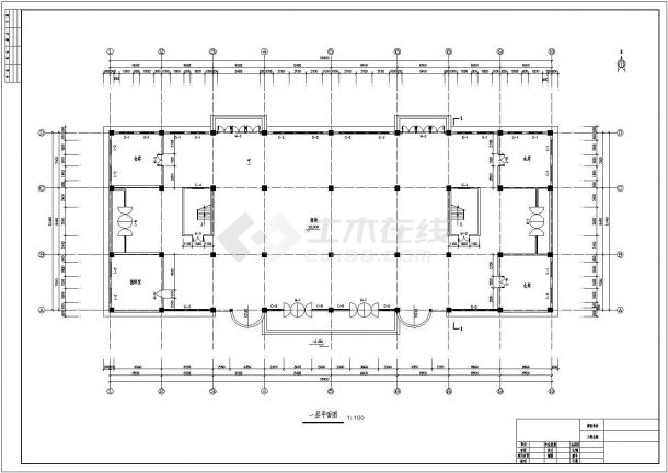 天津市某2500平米4层现浇框混结构百货商场建筑结构设计CAD图纸-图一