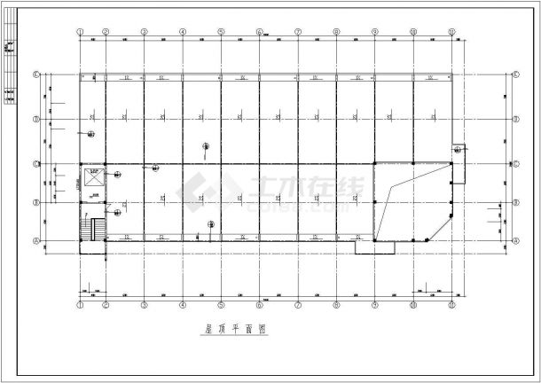 连云港某渔业公司2600平米3层框架结构办公楼建筑结构设计CAD图纸-图一