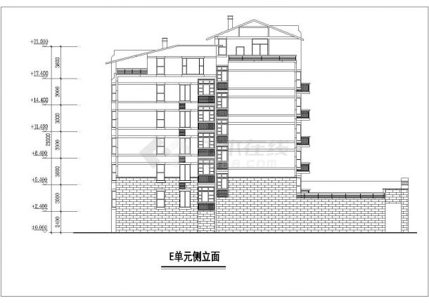 镇江市某小区6层砖混结构住宅楼建筑设计CAD图纸（含车库和阁楼）-图一