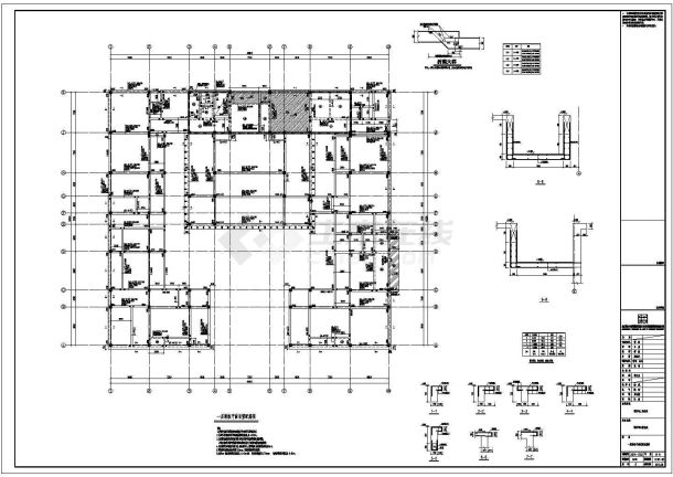某地上三层框架结构法庭（地下局部一层）设计cad全套结构施工图（含设计说明）-图二