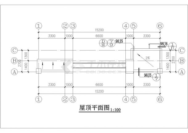 北京市顺义区某小区20平米砖混结构入口大门建筑设计CAD图纸-图二