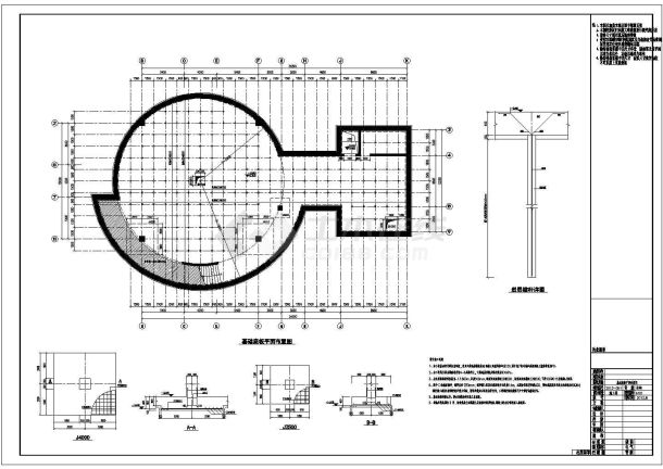 某多层寺庙展览馆设计cad全套结构施工图（含设计说明）-图二