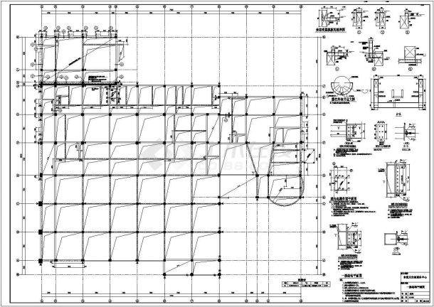 某三层大学食堂及生活服务中心设计cad全套结构施工图-图一