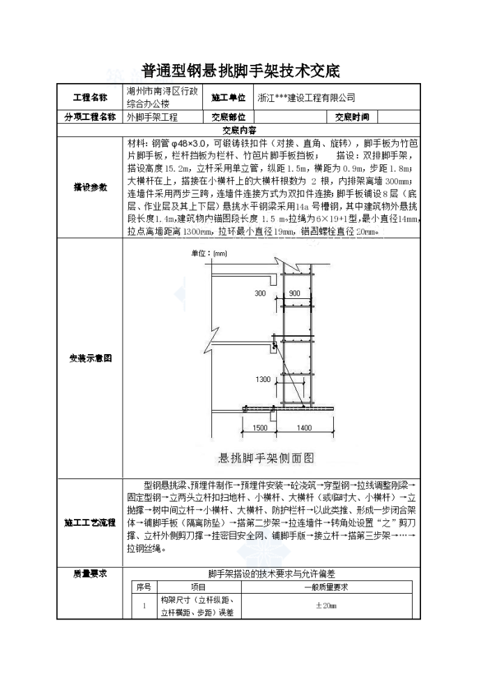 普通型钢悬挑脚手架技术交底_图1