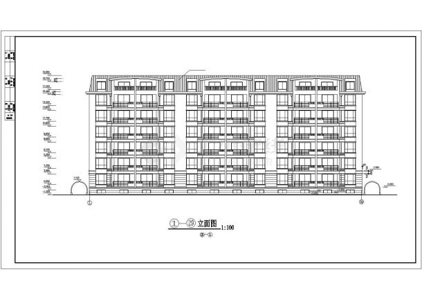 福州市澜苑世家小区3800平米7层砖混结构住宅楼CAD建筑设计图纸-图二