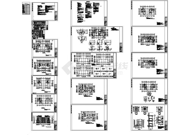 5层框架结构住宅楼结构施工cad图，共十八张-图一