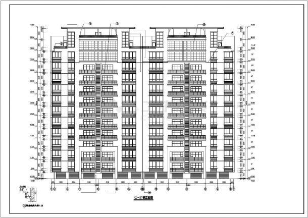 邢台市贵福园小区11+1层剪力墙结构住宅楼CAD建筑设计图纸（含架空层）-图一
