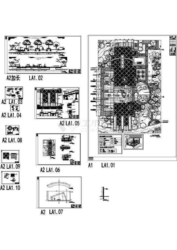 杭州高档小区景观成套施工图，含施工说明-图二