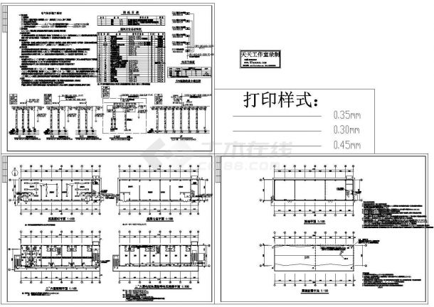 1488平方米6层宿舍楼电气系统设计施工cad图纸，共三张-图一