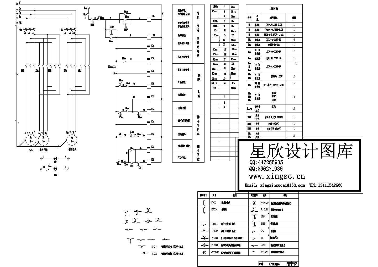 某小型整理机电器电气原理设计CAD平面图纸