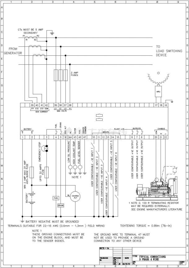 通用型号柴油发电机组并控制器系统原理CAD图纸-图一