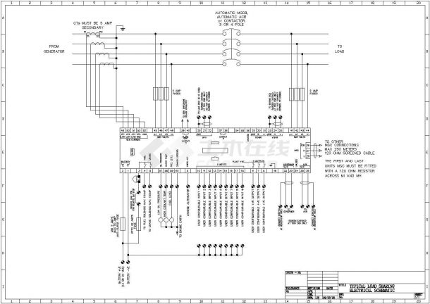 通用型号柴油发电机组并控制器系统原理CAD图纸-图二