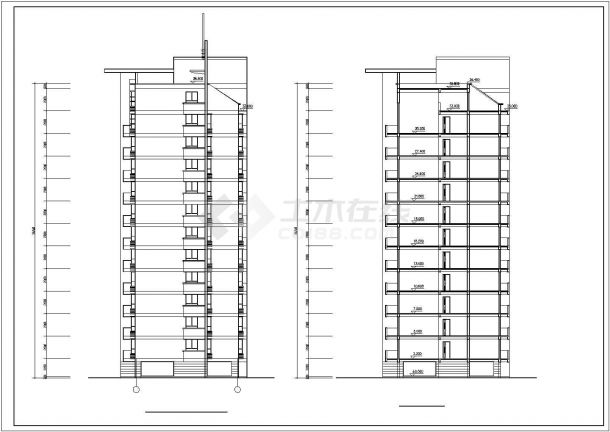 溧阳市某小区12层框架结构住宅楼平立剖面CAD设计图纸（含架空层）-图一