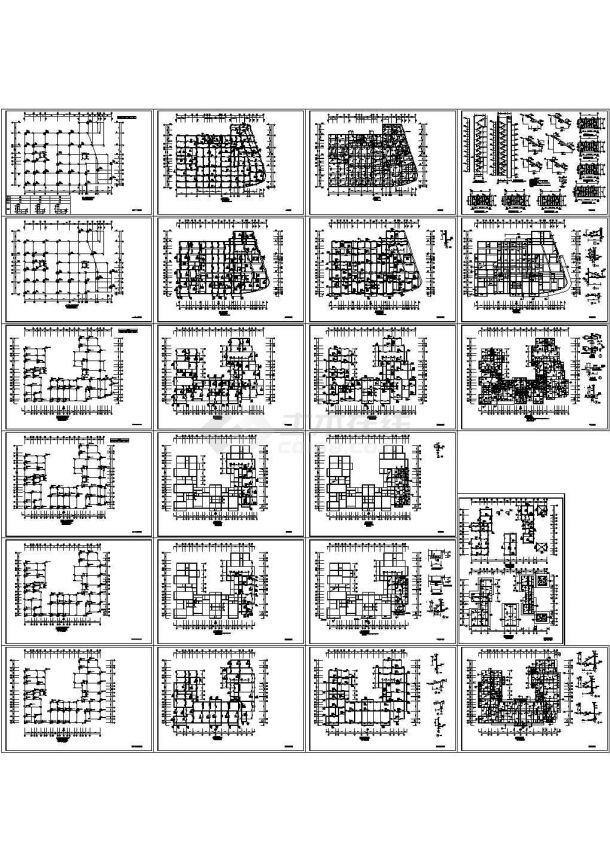 8层异形柱框架结构住宅楼结构施工cad图，共二十四张-图二